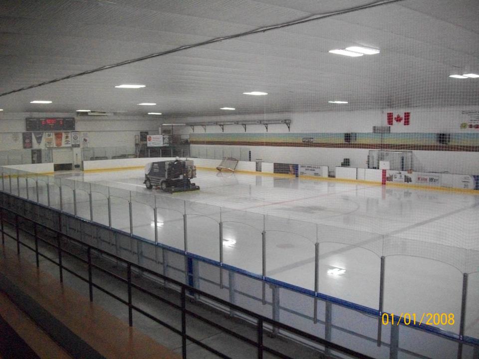 ice surface being flooded with zamboni